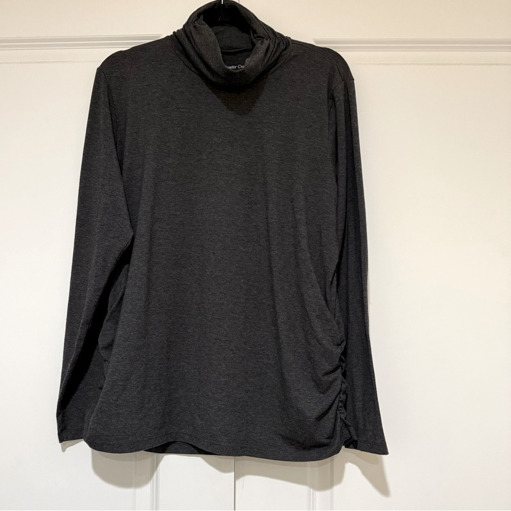 Coldwater Creek Long Sleeve ruched Turtleneck Charcoal sz 1X